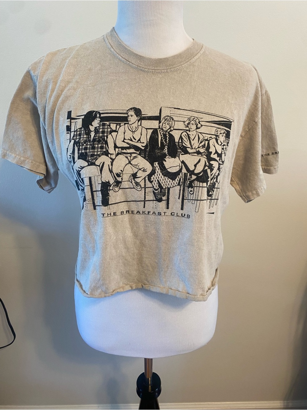 Vintage The Breakfast Club Graphic Cropped Tee | 80s Movie Tan T-Shirt